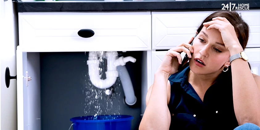 Sink Pipe Water Leak. Plumbing Damage at Home