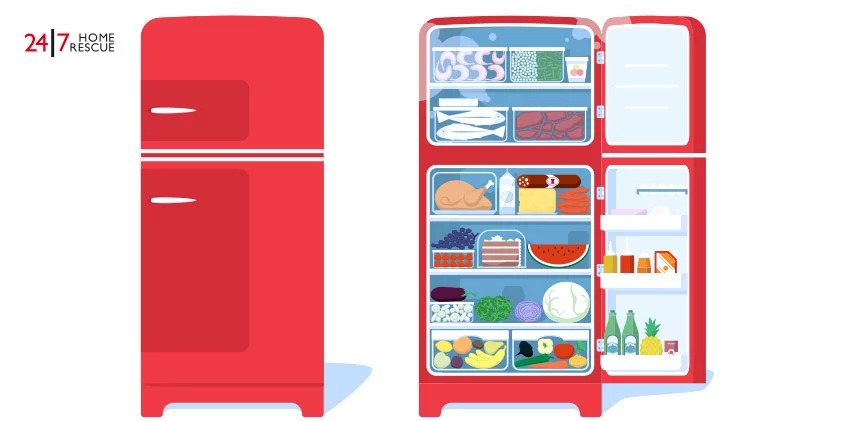 a refrigerator brimming with food