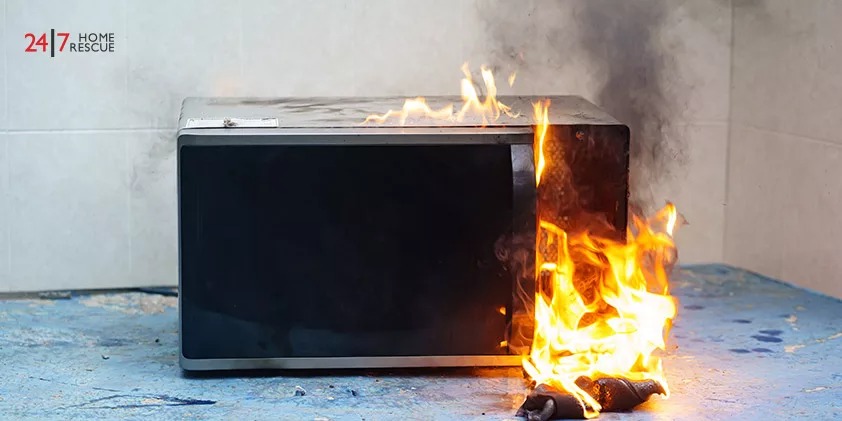 Microwave Oven on Fire