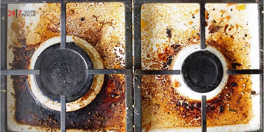 Fire on a Gas Stove Surface