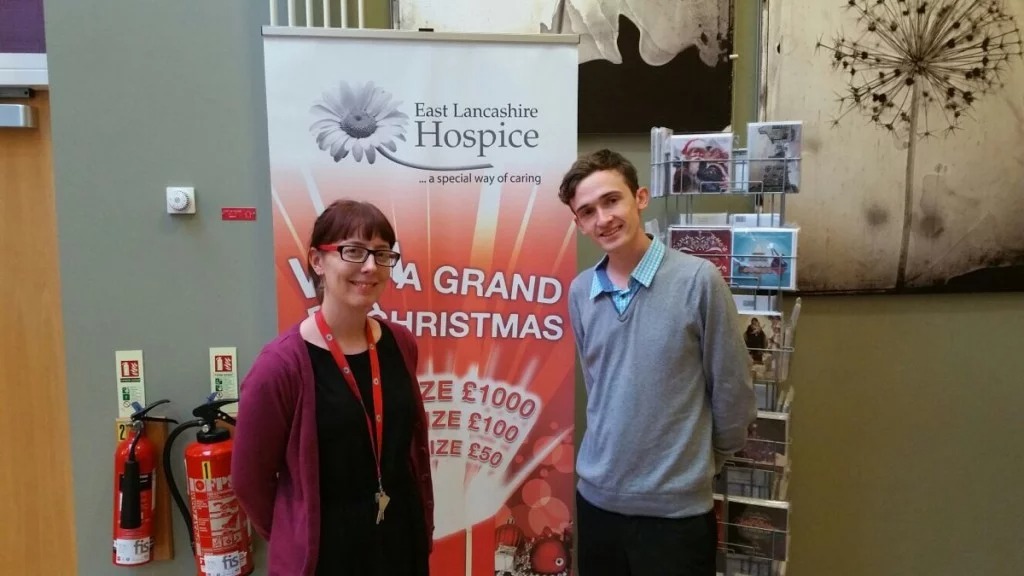 Our social media manager Luke Marsden presented East Lancashire Hospice with the £100 cheque.