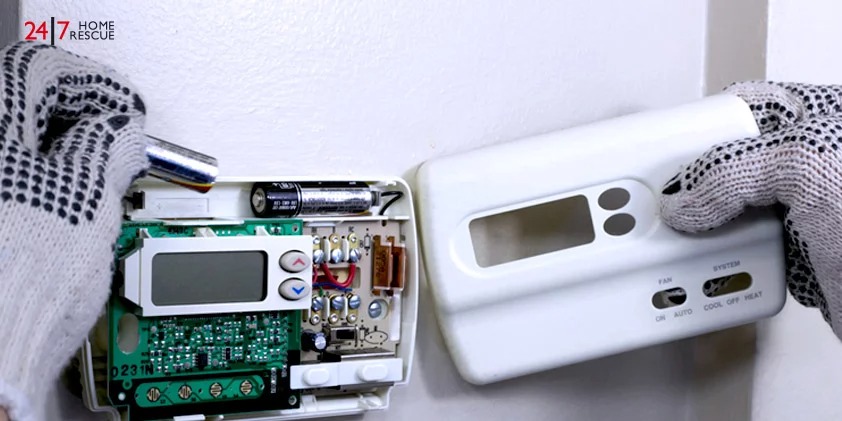 Digital thermostat in the living room