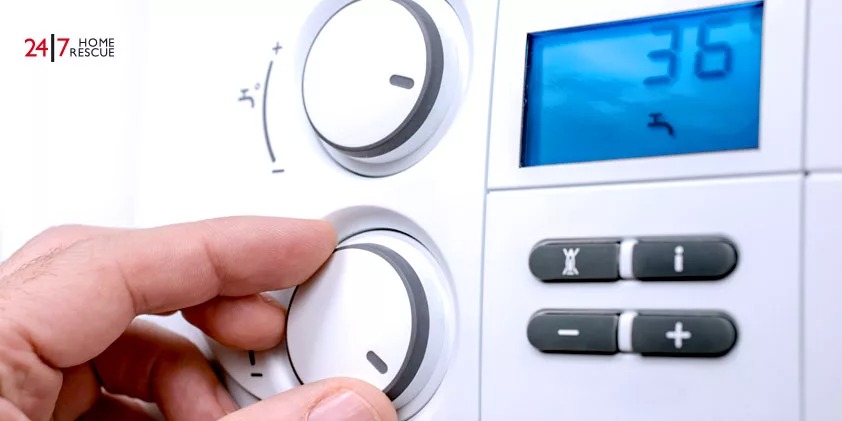 Control Panel of the Gas Boiler for Hot Water and Heating