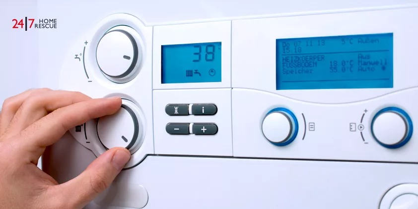 Control panel of the gas boiler for hot water and heating