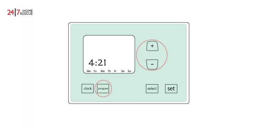 Select "Programme" or "Set" to schedule heating
