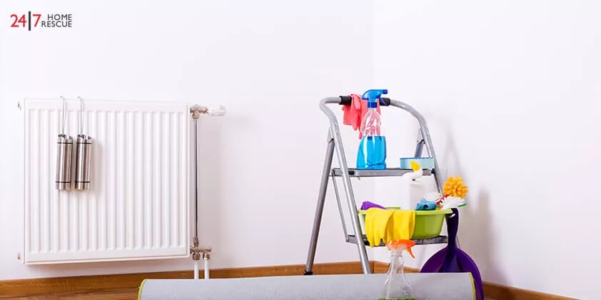 Cleaning equipment for radiators water spillage