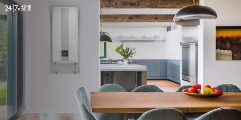 Place your boiler to create a boundary between the kitchen and dining room