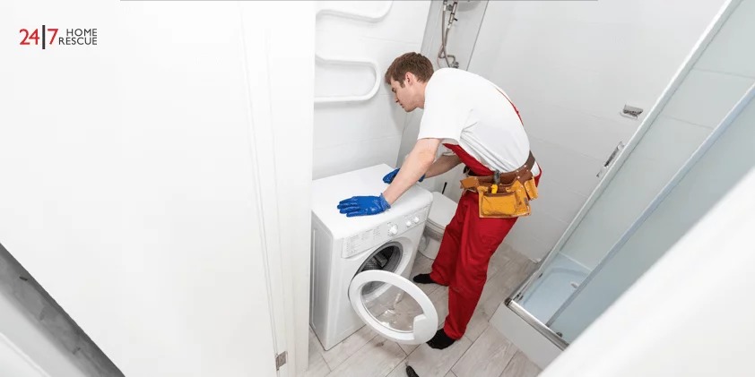 Engineer is checking washing machine