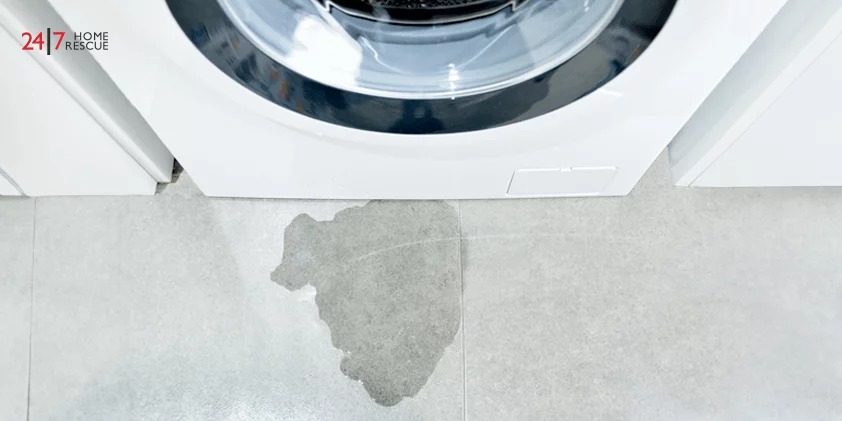 The washing machine is leaking from the bottom