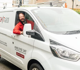 Home Rescue Engineer sitting in the Van
