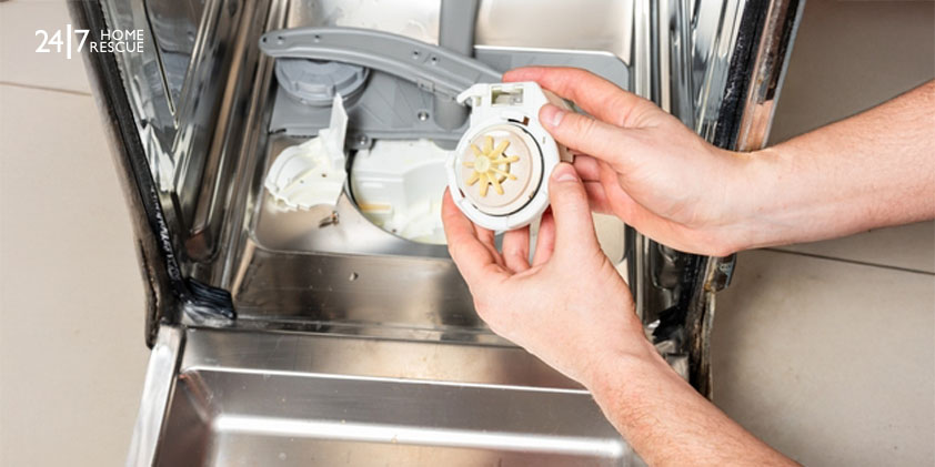 A new pump for dishwasher in the hands of a men
