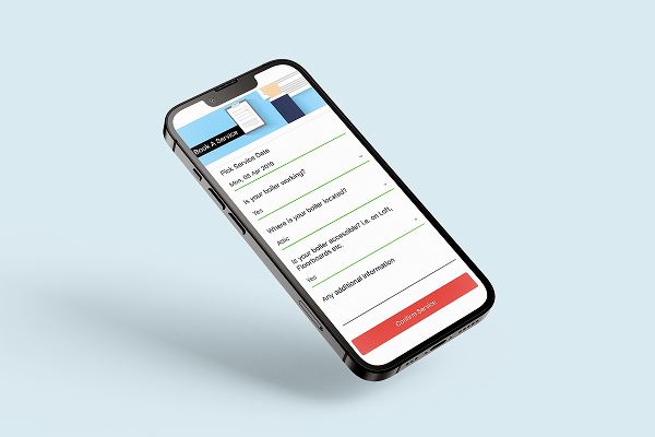 24|7 app on a smartphone displaying with form fields