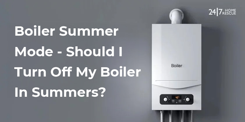 Boiler on grey wall with energy-efficient summer mode setting