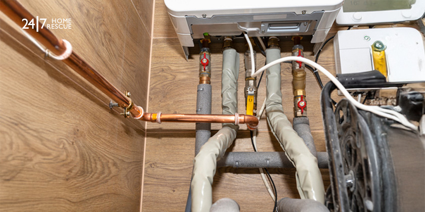 Pipes attached to a boiler