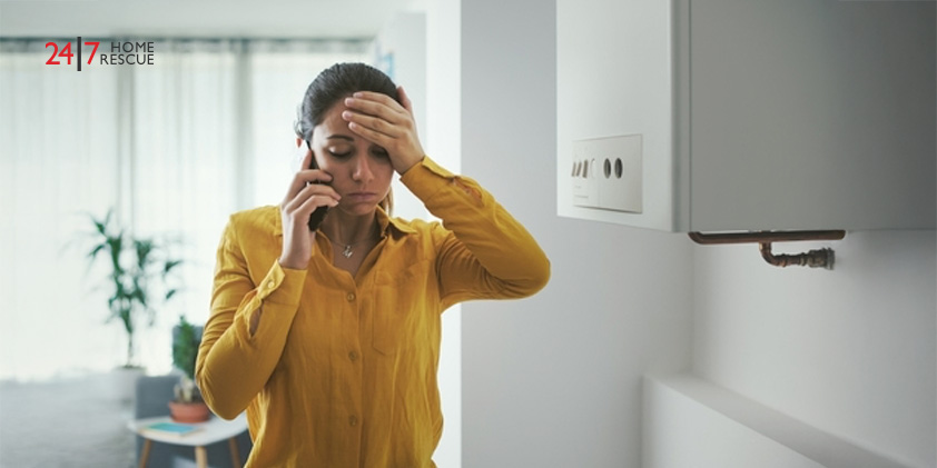 Woman contacting boiler engineer