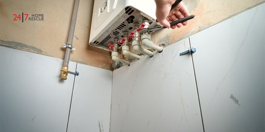 A person fixing a diverter valve