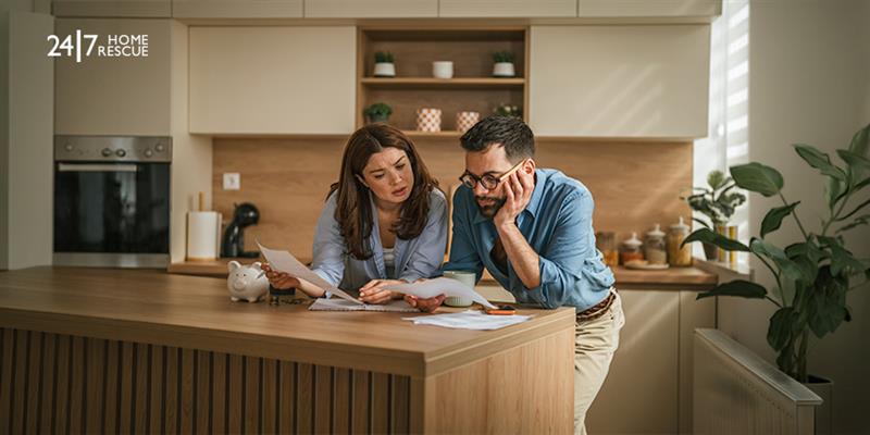 Couple reviewing home energy bills